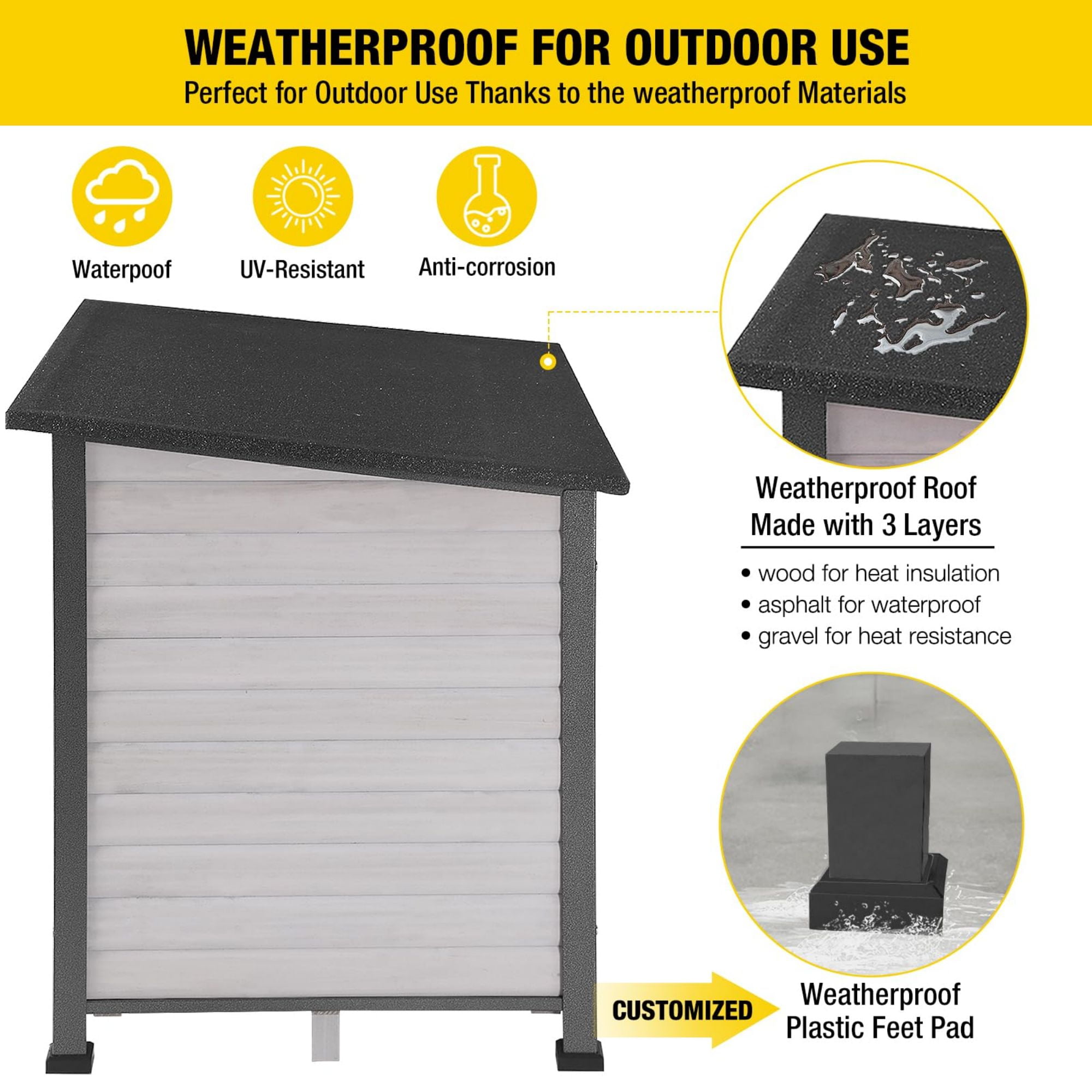 Aivituvin Wooden Dog House Anti-chewing Kennels for Outdoor & Indoor, Off-White Large