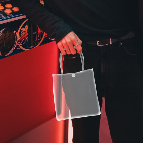 Masteelf Clear PVC Bags with Handles Transparent Shopping Tote Bags for Present Reusable Multipurpose Small Favor Bags 10pcs