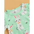 thumbnail image 5 of Genuiskids Infant Baby Boys Girls Easter Outfit Bunny Print Jumpsuit Short Sleeve Romper One Piece Pajamas Cartoon Rabbit Clothes, 5 of 7