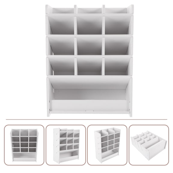 BESTYASH White Wooden Desk Organizer MultiFunctional Storage Box for Stationery and Office Supplies 10.5x5.5x4.5 Inches