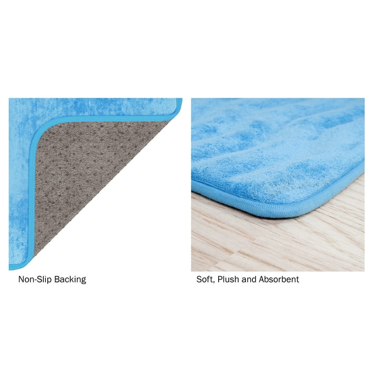 Lavish Home 2 Piece Memory Foam Bath Mat Set - Blue