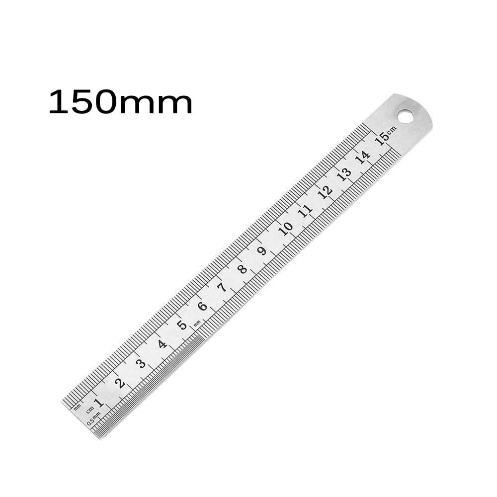 1PC Stainless Steel Pocket Pouch Metric Metal Double Sided Ruler Measurement 