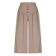 thumbnail image 5 of LLYwey Linen Full Length Pants For Women Women Solid Color Cotton and Linen High Waist Casual Wide Leg Pants Lightweight Sweatpants Female Long Pant Style H1499 Khaki S, 5 of 8