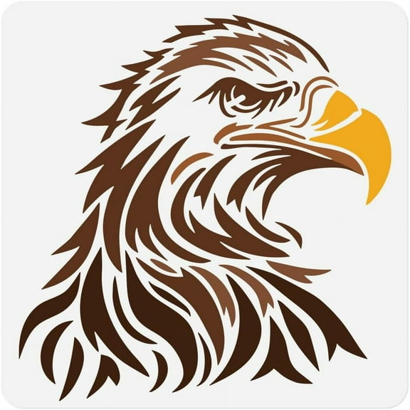 Eagle Head Stencil for Painting 11.8 x 11.8 Inch Reusable Plastic Eagle Template for Wood Wall Floor Fabric Canvas DIY Home Decor Craft Stencil