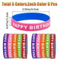 thumbnail image 2 of 1 Bag 30Pcs 5 Colors Word HAPPY BIRTHDAY Silicone Cord Bracelets Set Wristband Mixed Color Inner Diameter: 2-1/2 inch(6.5cm) 6Pcs/color, 2 of 6