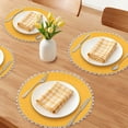 thumbnail image 2 of Farmhouse Round Placemats Set of 6 Woven Placemats for Dining Table Decor Indoor Outdoor Washable Table Mat Wipe Clean Yellow 15.7x15.7inch, 2 of 6
