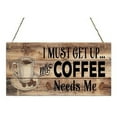 thumbnail image 1 of Coffee Print Wood Sign Shelf Sitter Desk Home Decor Farmhouse Wooden Hanging Plaques Gift, 1 of 6
