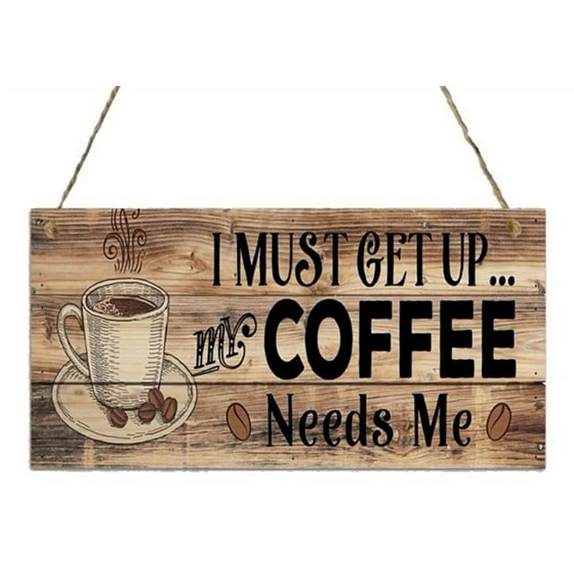Coffee Print Wood Sign Shelf Sitter Desk Home Decor Farmhouse Wooden Hanging Plaques Gift