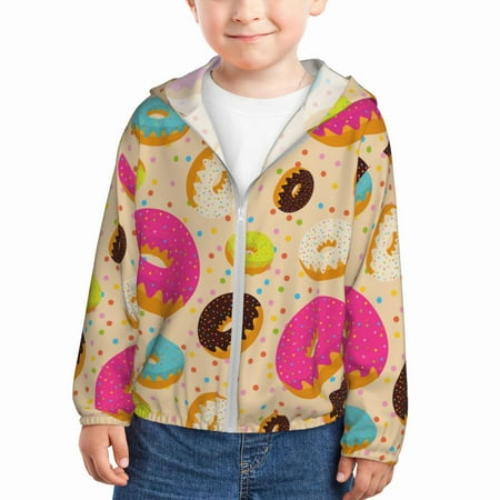 

Vsdgher Donuts Kids Sun Protection Hoodie with Zip Rash Guard Tops Children s Long Sleeve Sun Protection Clothing - 2 Years