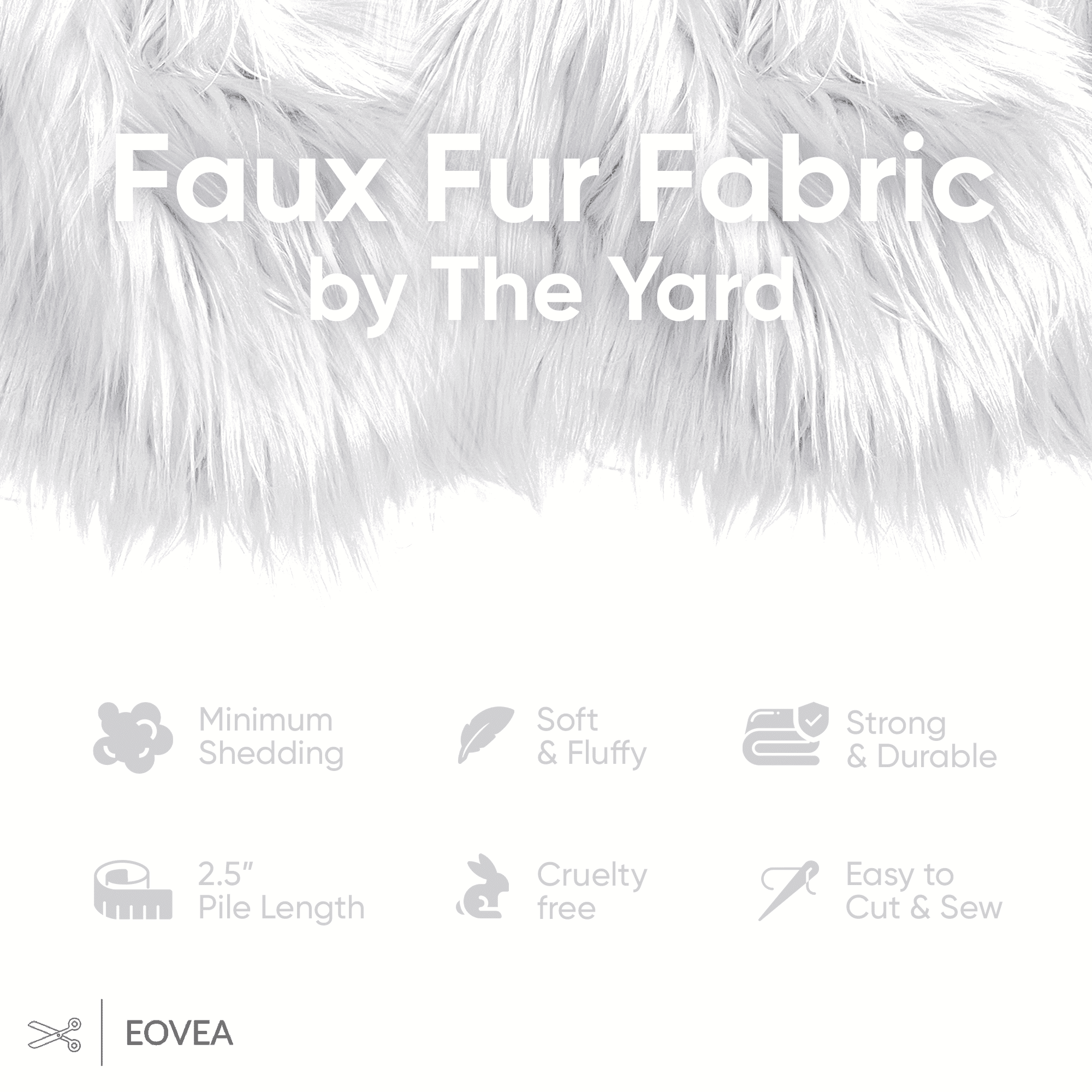 EOVEA Shaggy Faux Fur Fabric by The Yard - 180" X 60" Inch - Long Pile Fur - Fake Fur Materials - Soft & Fluffy Craft Fabric Supplies for DIY Arts & Crafts, Apparel, Costumes, Rugs