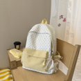 thumbnail image 3 of Polka Dots Color Blocking School Backpack, Lightweight Bag with Star Pendant, Cute Aesthetic Laptop Backpack for Outdoor Shopping Travel, Yellow, 3 of 7