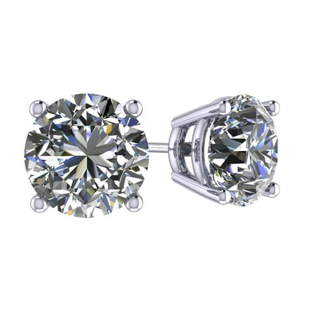 - 1.50TW Swarovski Zirconia 4 Prong CZ Stud Earrings Sterling Silver with 14kt Platinum Plated Posts Hypoallergenic
