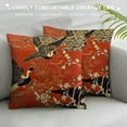 thumbnail image 3 of GOSMITH Throw Pillow Covers Asian Dancing Oriental Cranes Japanese Writing Vintage Geometric Pattern Decorative Pillow Case Home Decor Square Pillowcase for Sofa Couch, 3 of 5