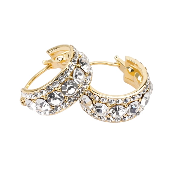 925 Sterling Silver Plated C-Shaped Hoop Earrings - Large Cut Cubic Zirconia Crystal Statement Huggie Hoops, Fashion Jewelry Gift for Women, cx2