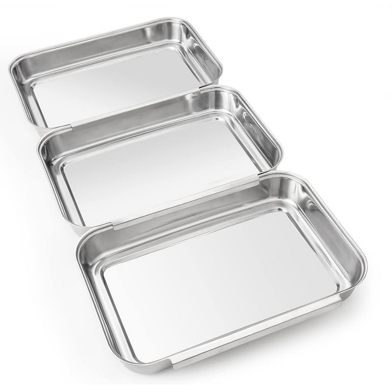 Aemygo 3 Set Stainless Steel Breading Trays Set with Lids, Dust  Proof Breading Pans with Tong for Dredging Chicken Breasts，Marinating Meat,  Food Prep Trays Oven & Dishwasher Safe: Home & Kitchen