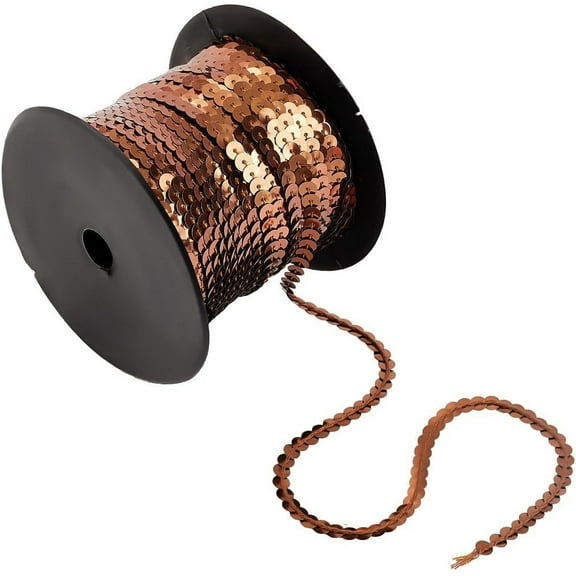 100 Yards Brown Sequin Strip 6mm Flat Sequin Ribbon Trim String Metallic Sequin Strand Paillette String Holographic Sequins Roll