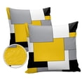 thumbnail image 2 of Outdoor Throw Pillow Cover Abstract Modern Geometric Art Waterproof Cushion Covers 2 Pack Yellow Gray Black White Color Block Pillow Cases Home Decoration for Patio Garden Couch Sofa, 2 of 7