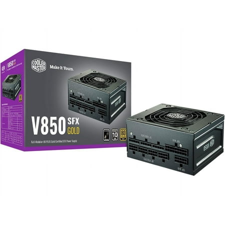 Cooler Master V850 SFX Gold Full Modular, 850W, 80+ Gold Efficiency, ATX Bracket Included, Quiet FDB Fan, SFX Form Factor, 10 Year Warranty
