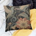 thumbnail image 2 of Orinice  Flowers and Birds Throw Pillow Cushion CoversArt Nouveau Style Vintage Old Retro Style Decorative Square Accent Pillow Case   12x12in, 2 of 5