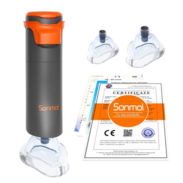 Sonmol Dispositivo de Asfixia Portátil Automático, Equipo de Rescate en Emergencia contra Atragantamiento y Asfixia, Kit Salvavidas Familiar con 3 Máscaras para Todas Las Edades