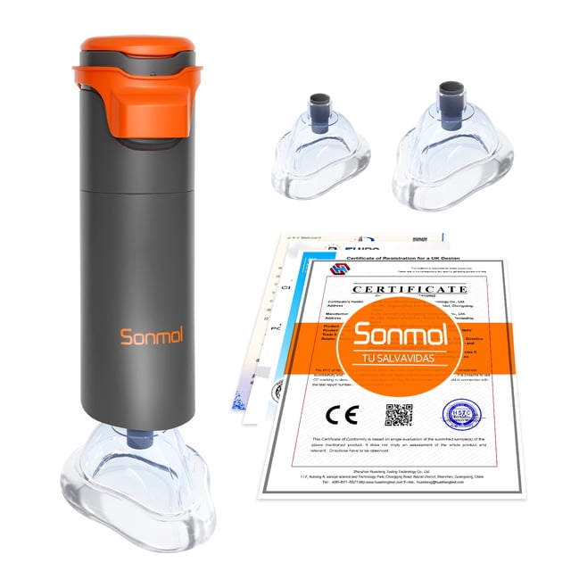 Sonmol Dispositivo de Asfixia Portátil Automático, Equipo de Rescate en Emergencia contra Atragantamiento y Asfixia, Kit Salvavidas Familiar con 3 Máscaras para Todas Las Edades