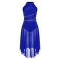 thumbnail image 5 of TiaoBug Womens Rhinestone Lyrical Dance Costume Sleeveless Modern Contemporary Asymmertical Dress Blue S, 5 of 7