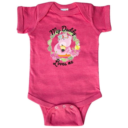 

Inktastic Baby Flamingo My Daddy Loves Me in Flower Wreath Gift Baby Boy or Baby Girl Bodysuit