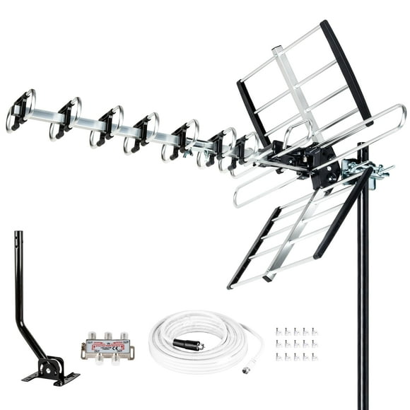 Five Star HDTV Antenna Upgraded Version with up to 200 Mile Range, Antenna Mount, 40ft RG6 Coaxial Cable, UHF/VHF, ATSC 3.0 Compatible