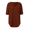 thumbnail image 6 of ITSAME Women's Hooded Blouse, Short Sleeve Casual Loose Scoop Neck Summer Fashion Tops Red XL, 6 of 6