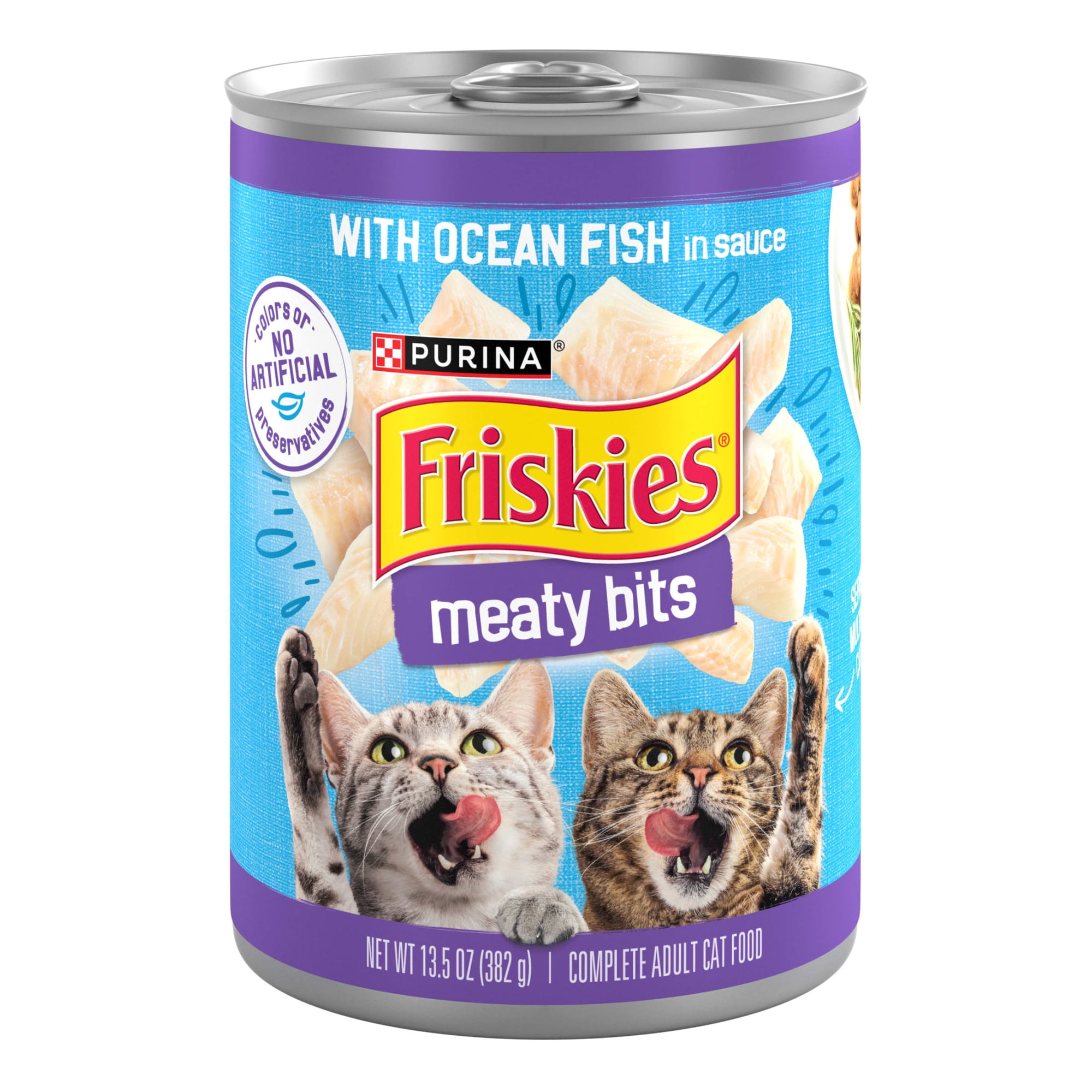 Purina Friskies Meaty Bits with Ocean Fish in Sauce Wet Cat Food, 13.5 oz Can