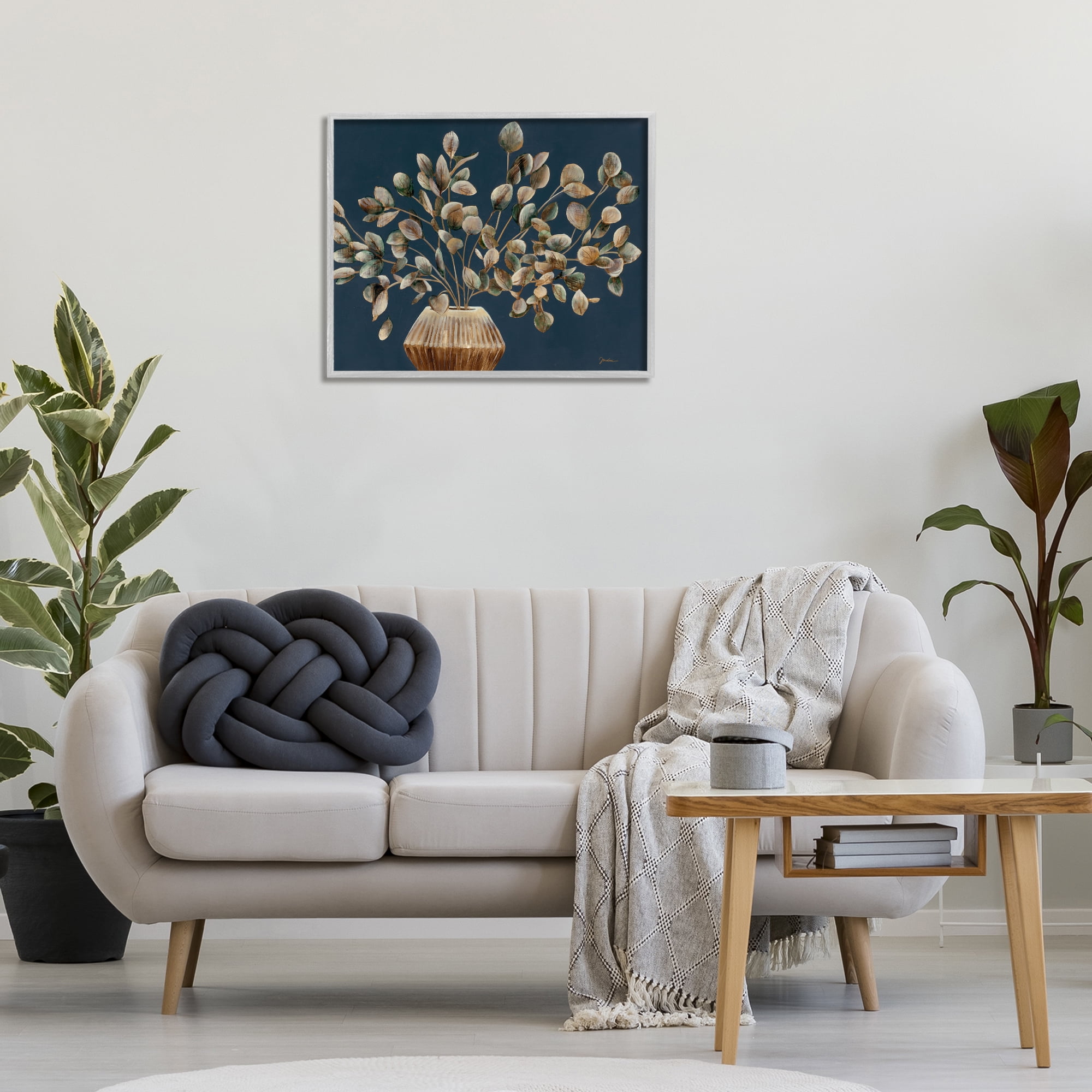 Stupell Industries Rustic Eucalyptus Leaves Botanical & Floral Painting Gray Framed Art Print Wall Art, 30 x 24
