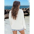 thumbnail image 2 of American Flag Sweater For Women 4th for July Long Sleeve Casual Crew Neck Loose Knit White L, 2 of 4