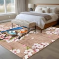 thumbnail image 4 of Birds Floral Area Rugs 8'x10', Washable Small Throw Rugs for Living Room Patio, Farmhouse Pink Flower Leaf Wood Grain Brown Indoor Outdoor Rug Non-Slip Low Pile Carpet Runner Reversible Floor Mats, 4 of 8