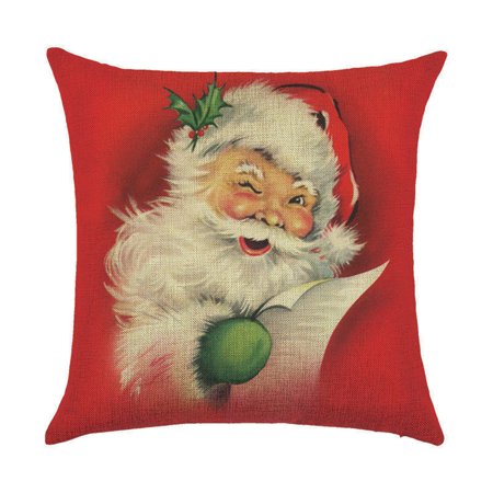 Christmas Pillow Covers 18 X18 Linen Throw Pillow Case Sofa Car