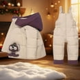 thumbnail image 2 of Kids Cute 2 Piece Snowsuit Set Girl Winter Hooded Puffer Jacket & Snow Bib Pants Boy Ski Suits Outdoor Warm Outfit, 2 of 6