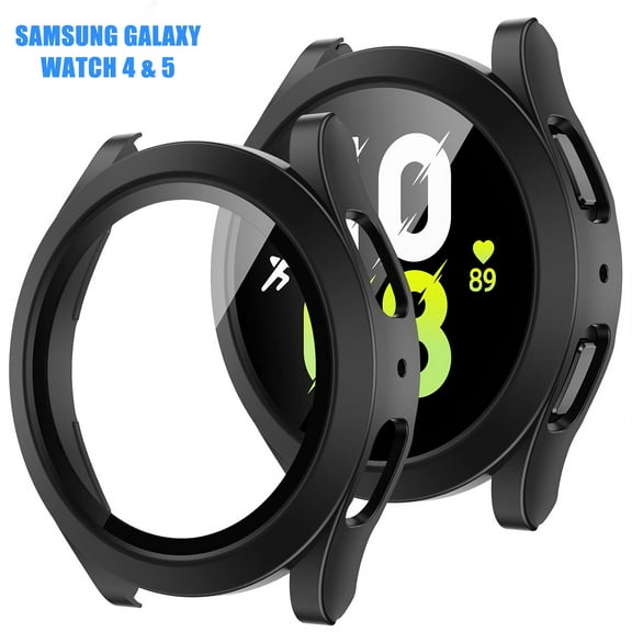 KANCOKIT for Samsung Galaxy Watch 5 & Galaxy Watch 4 40mm Screen Protector Case, Shockproof & Drop-Proof Hard PC Bumper Full Around Face Cover Screen Protector Case, Black