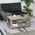 thumbnail image 2 of HOMCOM Table Basse Industrielle, Table de Centre avec Tablette de Rangement Inférieure, X-Bar en Métal pour Salon Chambre, 2 of 10