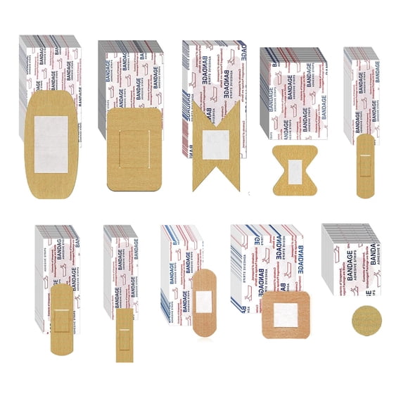 200 Pcs Variety Bandages Pack - Assorted Sizes Fingertip Flexible Breathable Waterproof Bulk for Wound Care Scrapes Blister