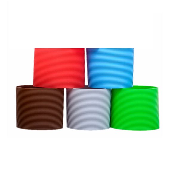 5 Pcs Silicone Glass Mugs Protective Sleeve Anti-skid Heat Resistant Protective Cover for Bottle Glass Mug (Random Color)