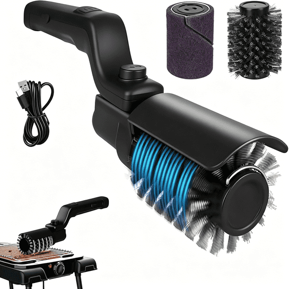 ACDANC Electric Grill Brush,Cordless Rechargeable Grill Cleaning Brush with Adjustable Angle,Stainless Steel Brush Head,3-Speed Power,90-Min Runtime,Waterproof Cleaner for Bbq Grates(Black)