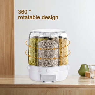 6-Grid Rotating Grain Dispenser - 10kg Capacity Dry Food Storage Container For Kitchen Pantry