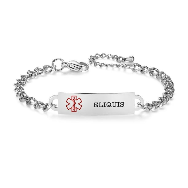 Medical Alert Bracelet for Women Adjustable Personalized Free Engrave