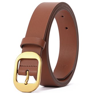 Women Leather Belt with Gold Buckle Ladies Faux Leather Belt  display picture 2
