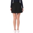 thumbnail image 3 of INSPIRE CHIC Women's Pleated Knit High Waist A-Line Ribbed Mini Skirt Black XS, 3 of 6