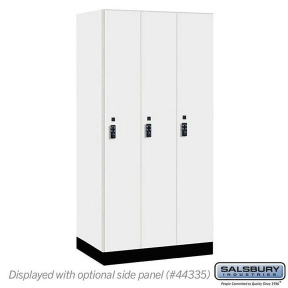 Salsbury Industries 41361AW-R 12 in. Wide Premier Wood Locker - Single Tier - 3 Wide - 6 ft. High - 21 in. Deep - Arctic White - Resettable Combination Locks