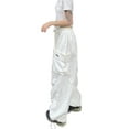 thumbnail image 5 of Seyurigaoka Women Juniors Baggy Cargo Pants Multi-pockets Drawstring Wide Leg Pants Loose Trousers Hip Hop Joggers Trendy Streetwear for Teen Girls, 5 of 6