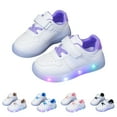 thumbnail image 4 of XIMIN Toddler Sole Rubber Glitter Sneakers LED Light Up Shoes with Adjustable Hook & Loop No Lace Flat Walking Sport Shoes Baby Boys Girls Cute Breathable Shoes, 4 of 8