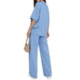 thumbnail image 4 of Sundazz Two Piece Sets for Women Summer Matching Lounge Sets Short Sleeve Tops and Wide Leg Pants Travel Vacation Outfits, 4 of 8