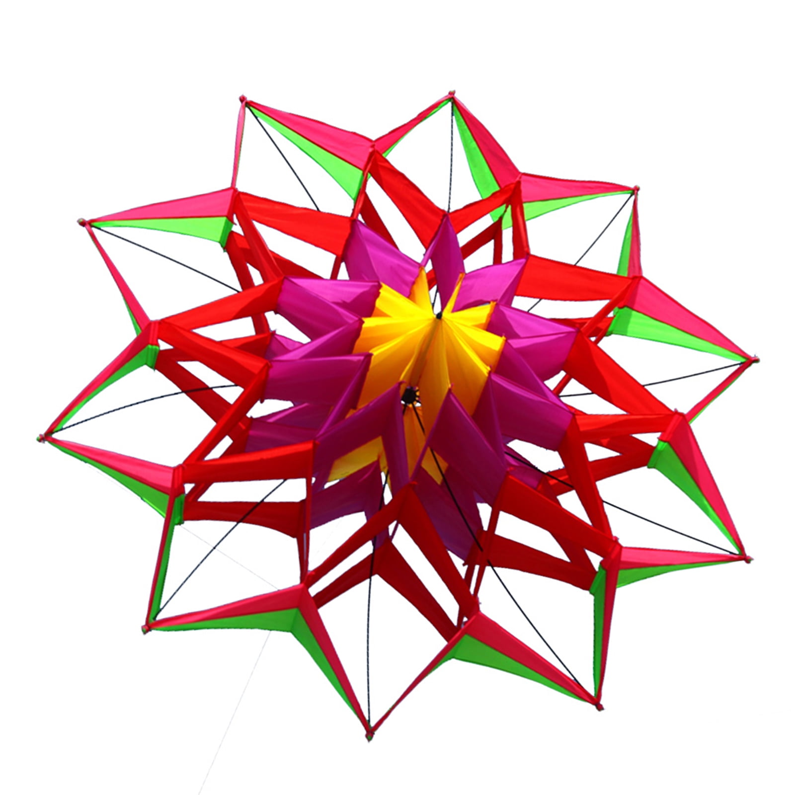 High Flying 3D Lotuses Kites Checkered Polyester Light in Weight Design For Boys Family Outdoor Fun