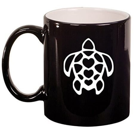 

Ceramic Coffee Tea Mug Cup Turtle Hearts (Black)